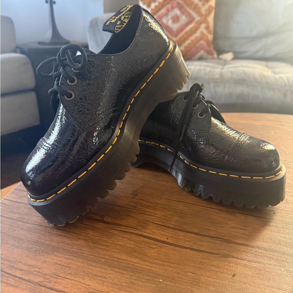 Dr. Martens Shiny Black Platform Shoes